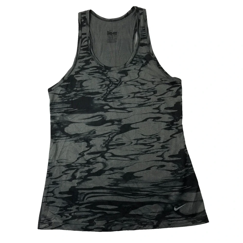 Nike Tank Top Women's Size Small Gray Black Dri Fit Regular Fit Athletic Workout - Picture 1 of 10